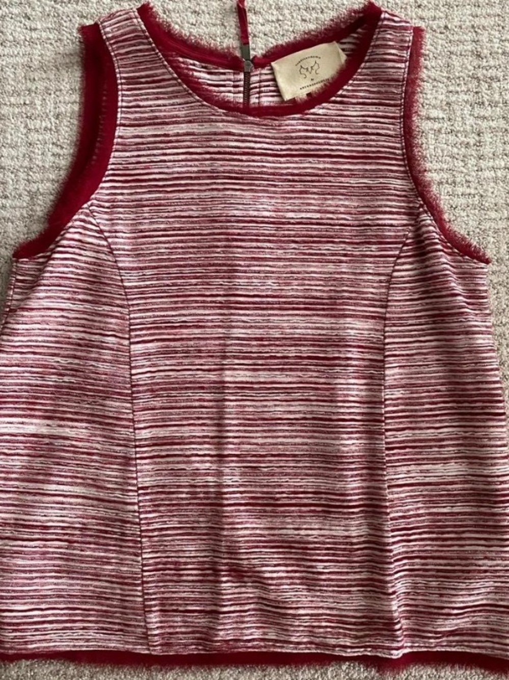 Anthropologie red and white striped tank top